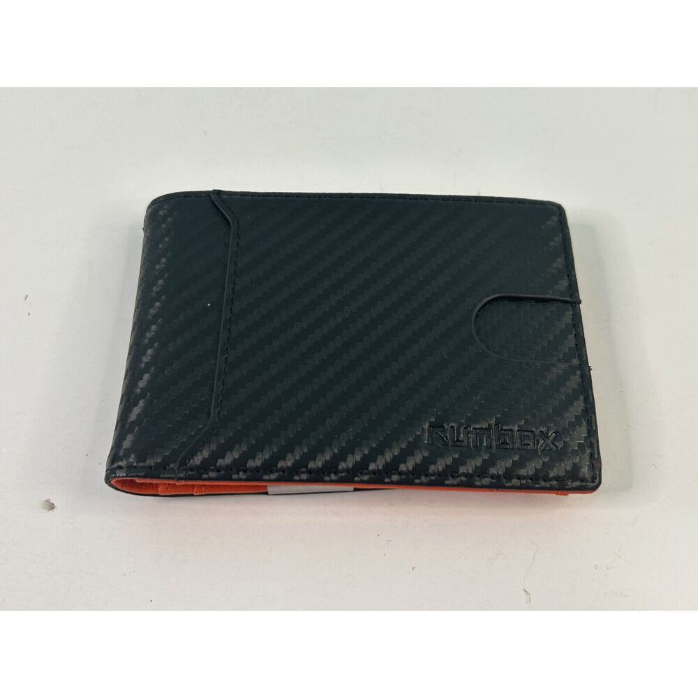 RUNBOX Wallet for Men With Money Clip Orange/Black EUC